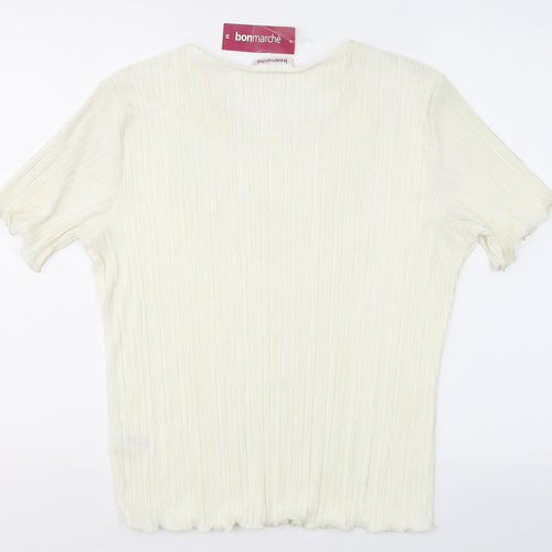 Bonmarché Womens Ivory  Polyester Basic Blouse Size M Round Neck