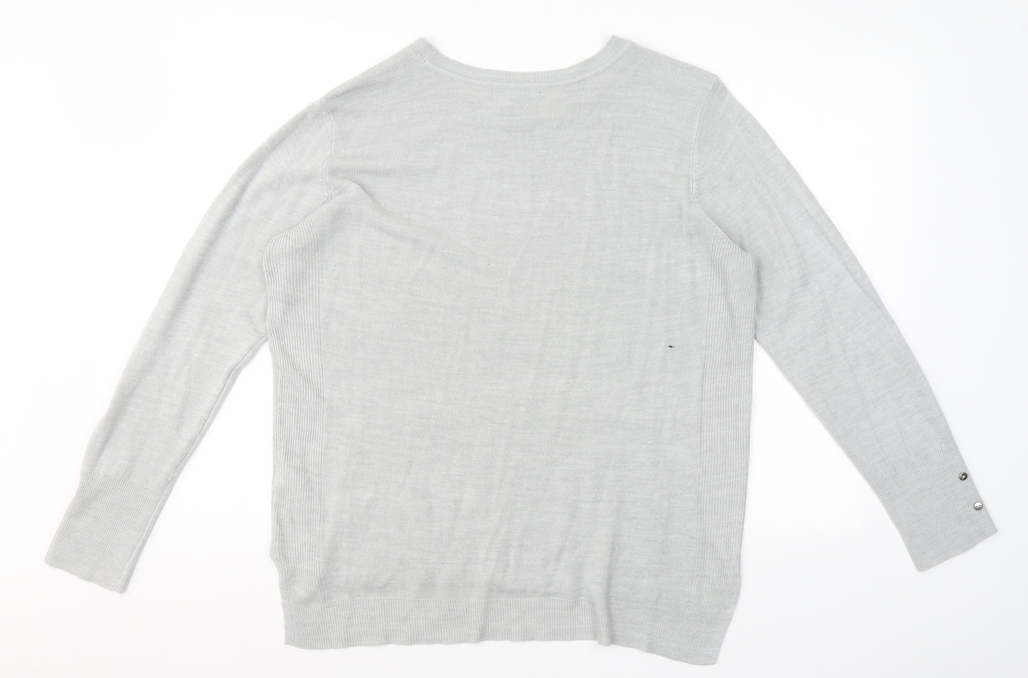 Primark Womens Grey Round Neck  Acrylic Pullover Jumper Size L