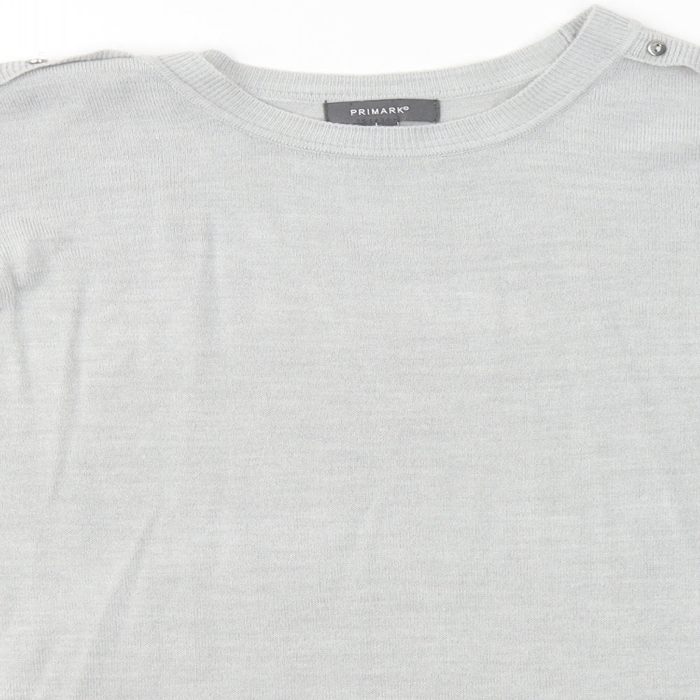 Primark Womens Grey Round Neck  Acrylic Pullover Jumper Size L