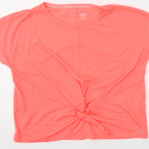 Marks and Spencer Girls Pink  Polyester Basic T-Shirt Size 9-10 Years Round Neck