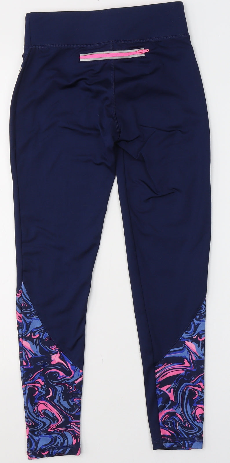 Dunnes Stores Girls Blue Floral Polyester Jogger Trousers Size 9-10 Years L23.5 in Regular  - Leggings Be the Future