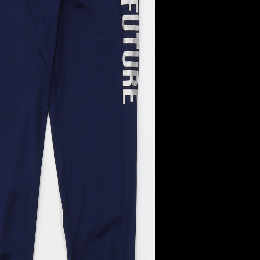 Dunnes Stores Girls Blue Floral Polyester Jogger Trousers Size 9-10 Years L23.5 in Regular  - Leggings Be the Future