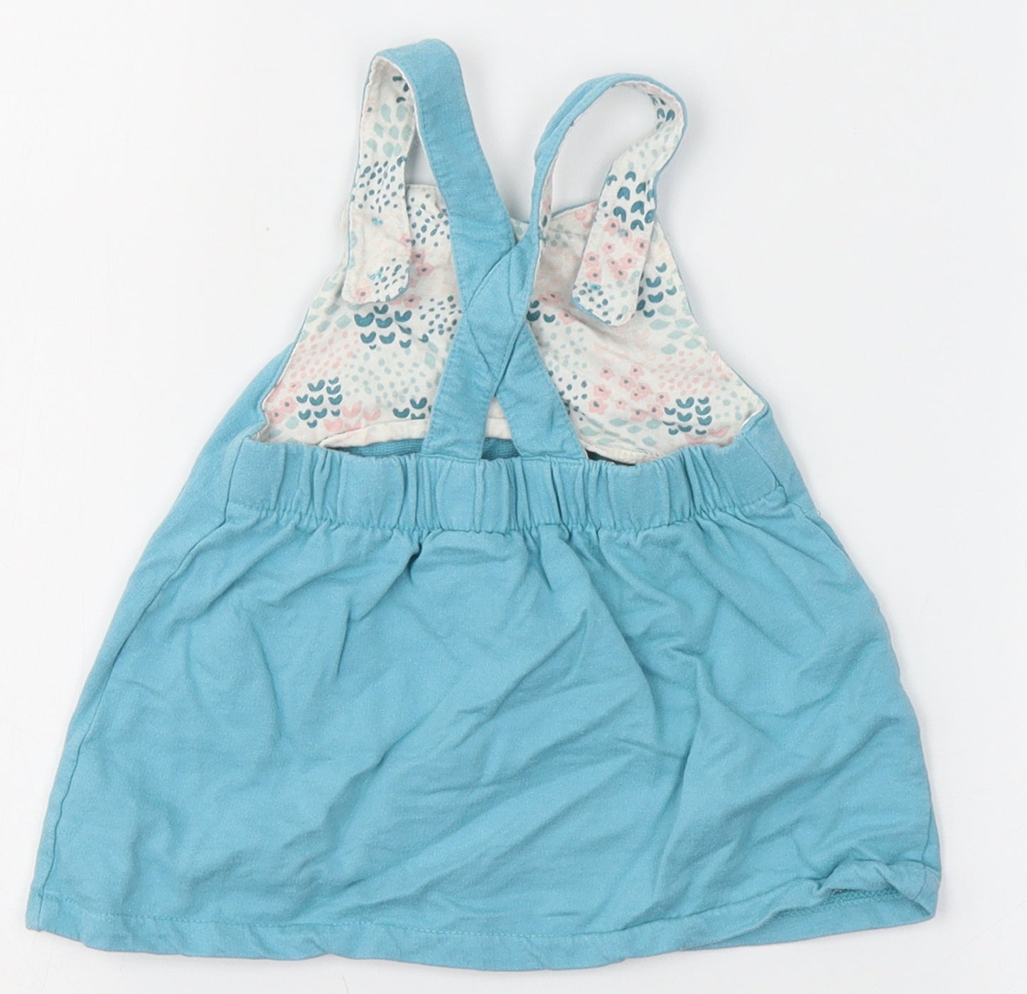 Mini Club Girls Blue  Cotton Tank Dress  Size 3-6 Months  Square Neck Button - Be happy