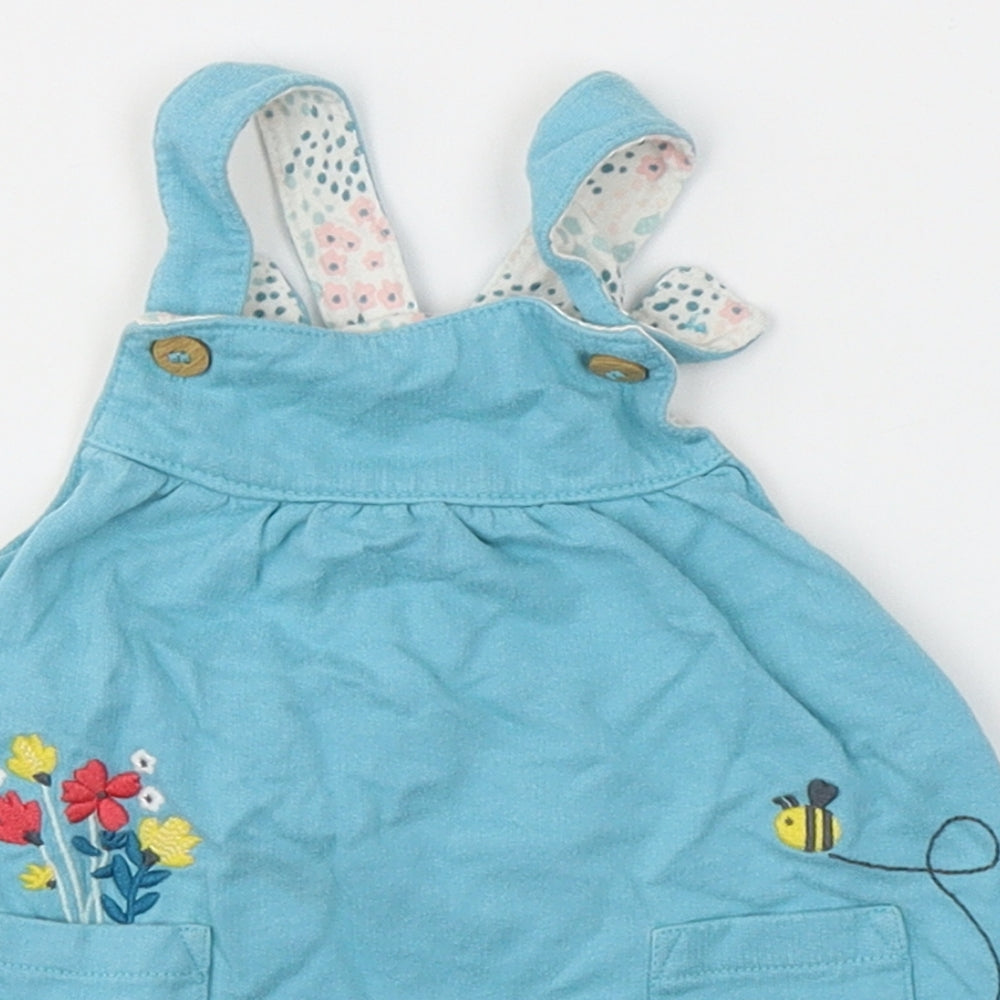 Mini Club Girls Blue  Cotton Tank Dress  Size 3-6 Months  Square Neck Button - Be happy