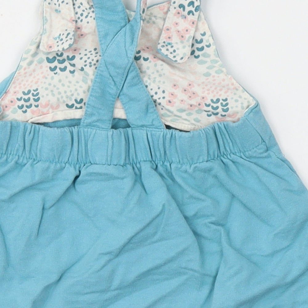Mini Club Girls Blue  Cotton Tank Dress  Size 3-6 Months  Square Neck Button - Be happy