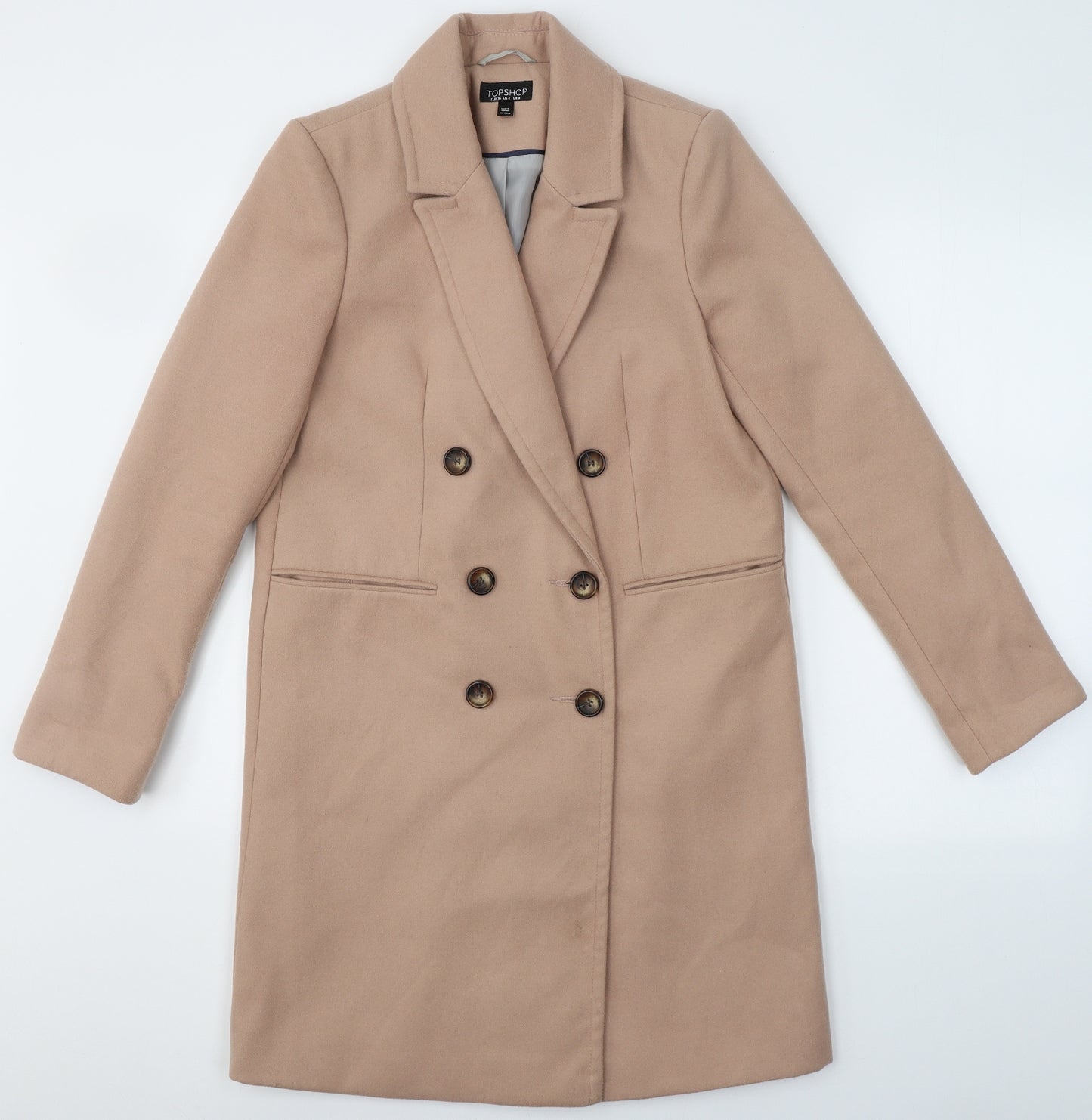 Topshop Womens Beige   Overcoat Coat Size 8  Button