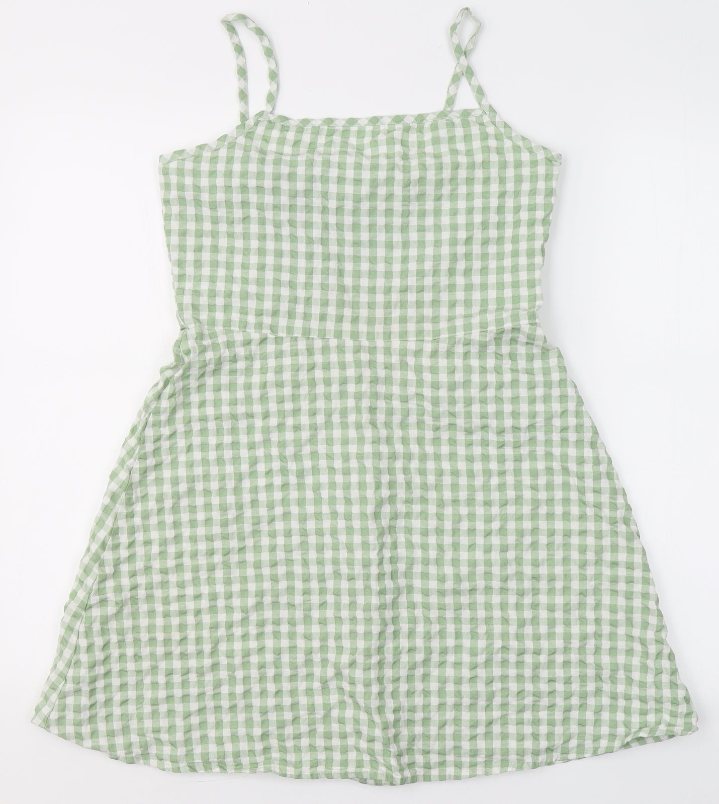 Primark Girls Green Check Cotton Maxi  Size 12-13 Years  Square Neck