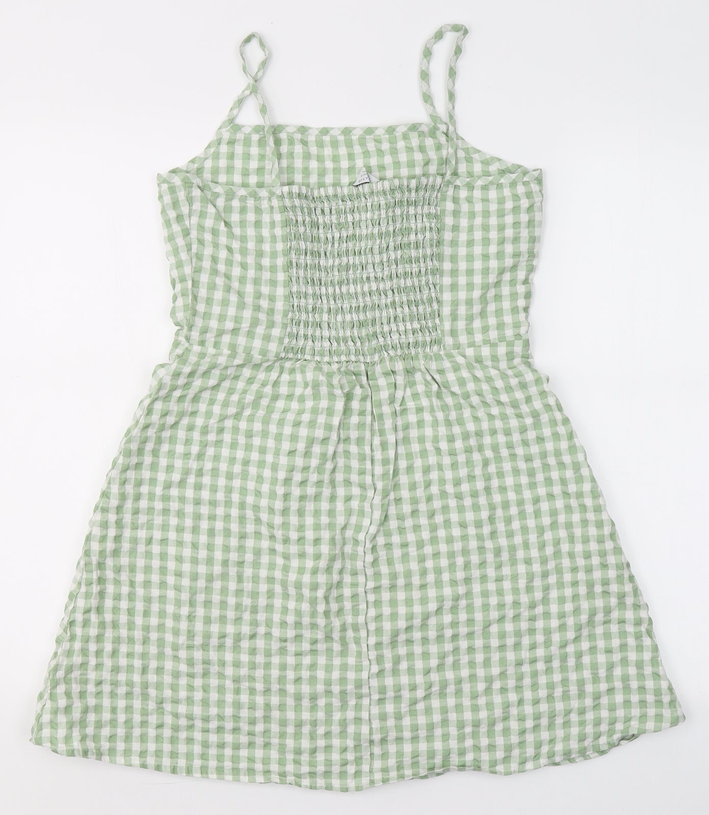 Primark Girls Green Check Cotton Maxi  Size 12-13 Years  Square Neck