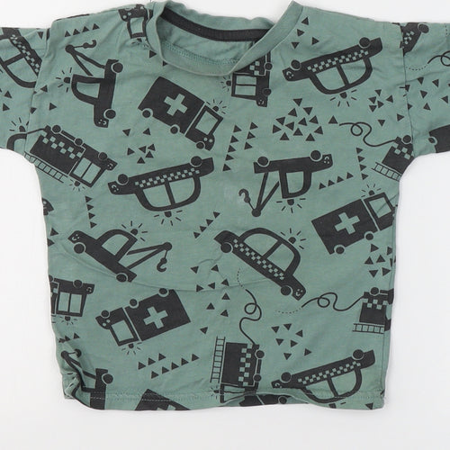 George Boys Green  Cotton Basic T-Shirt Size 2 Years Round Neck