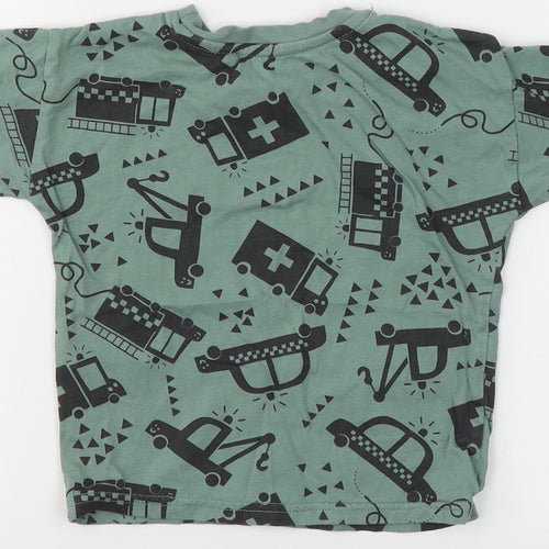 George Boys Green  Cotton Basic T-Shirt Size 2 Years Round Neck