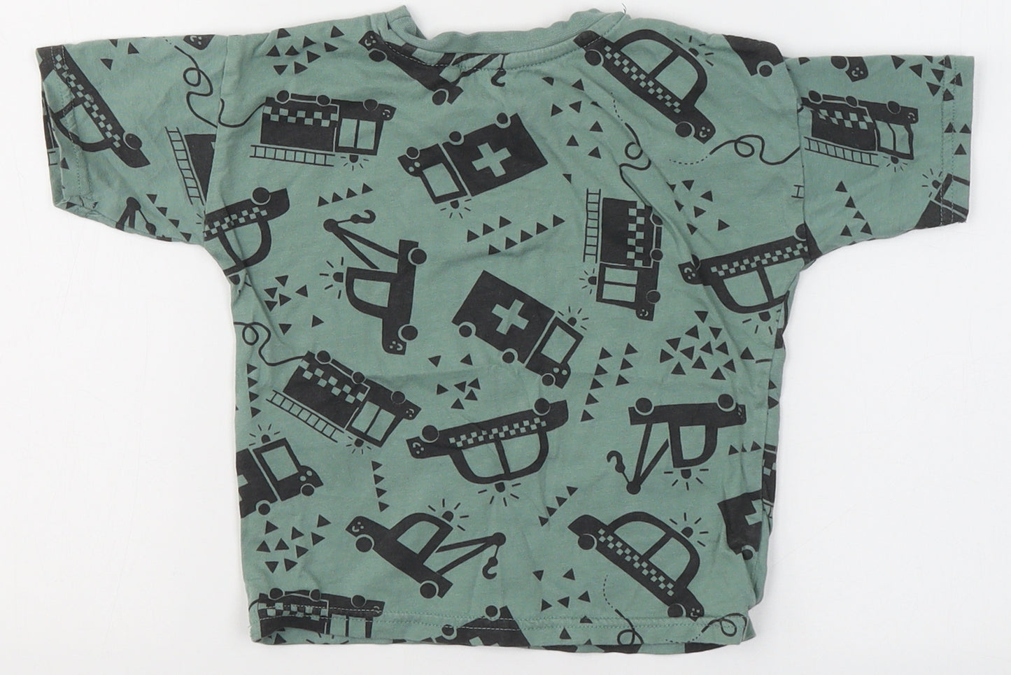 George Boys Green  Cotton Basic T-Shirt Size 2 Years Round Neck