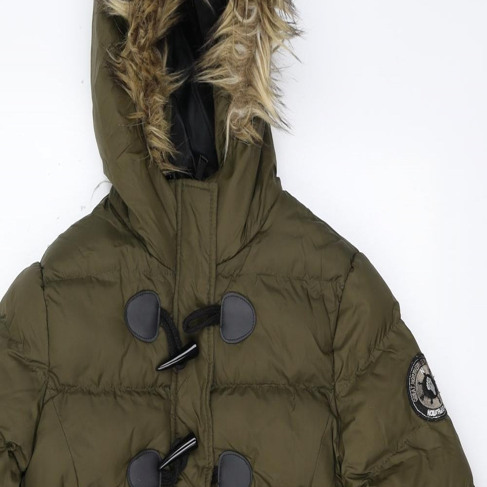 Brave Soul Womens Green   Puffer Jacket Jacket Size 10  Zip