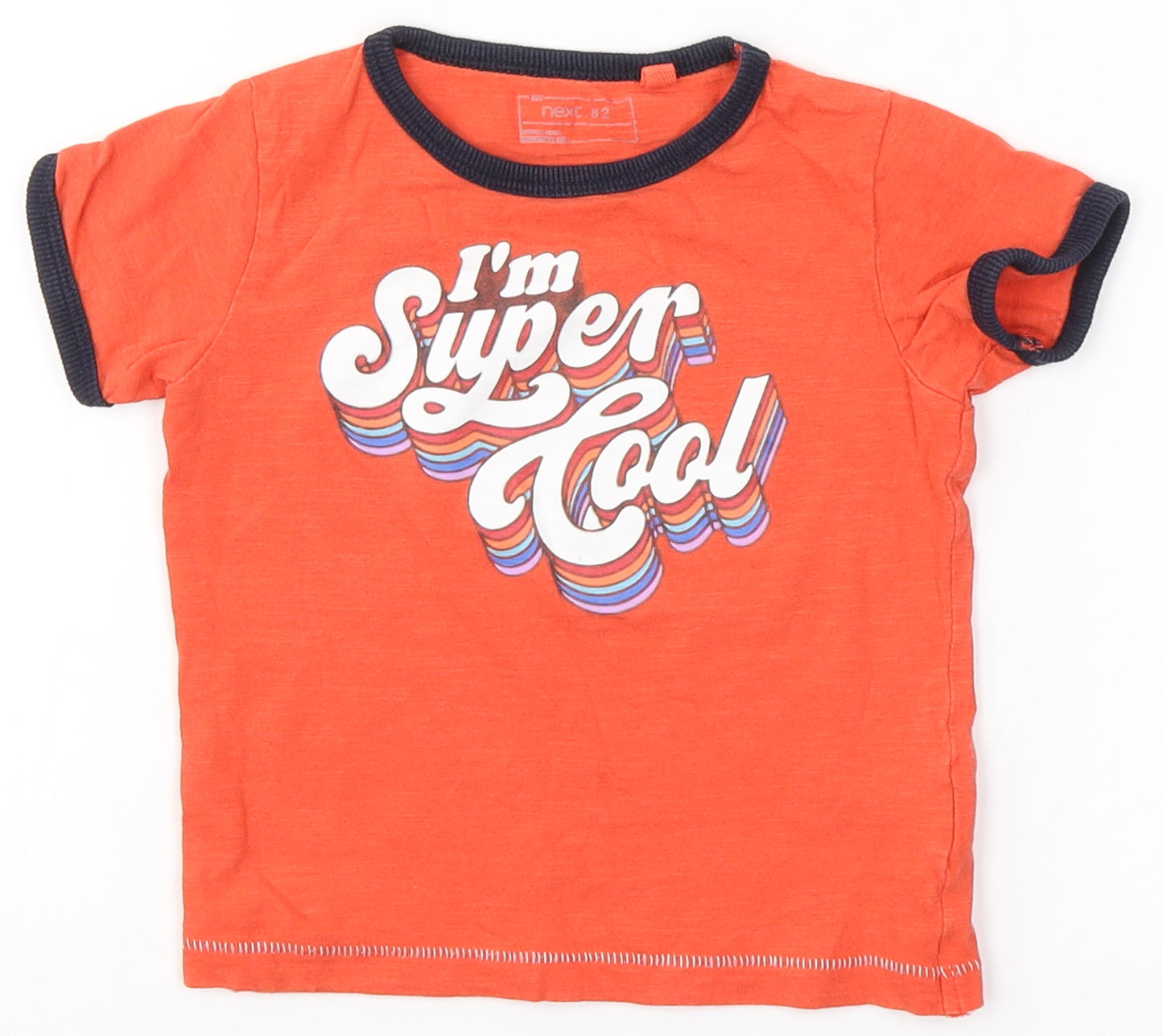 NEXT Boys Red  Cotton Basic T-Shirt Size 9-12 Months Round Neck  - I'm super cool