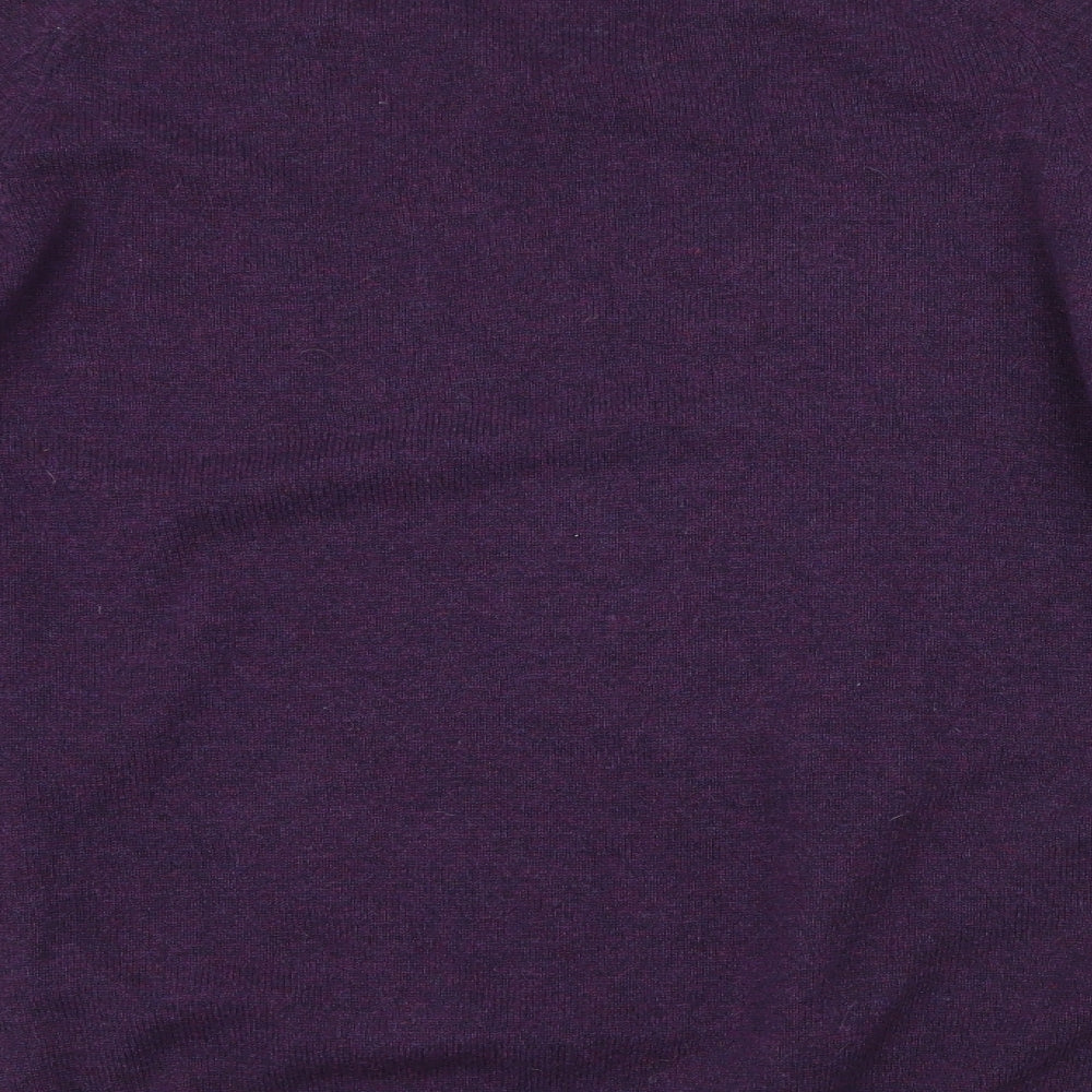 Marks and Spencer Mens Purple V-Neck  Wool Pullover Jumper Size L