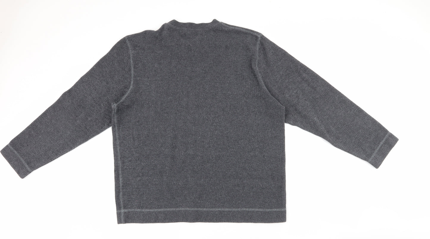Ben Sherman Mens Grey Round Neck  Cotton Pullover Jumper Size XL