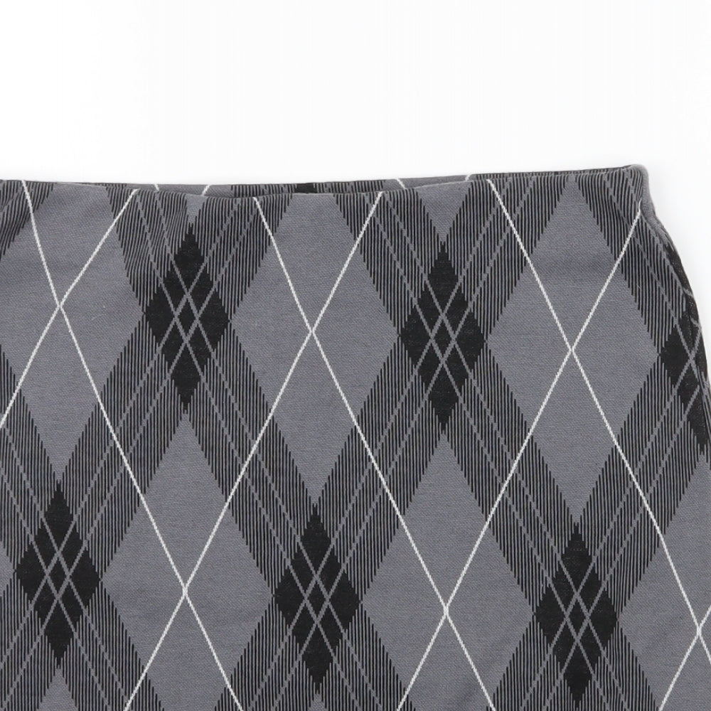 New Look Womens Grey Argyle/Diamond Polyester Mini Skirt Size 10