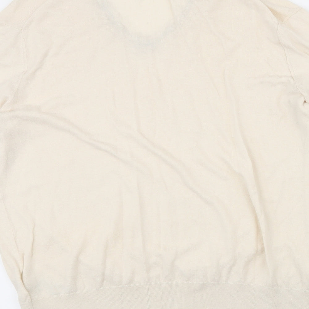 Banana Republic Mens White V-Neck  Cotton Pullover Jumper Size M