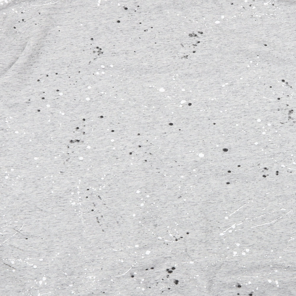 Superdry Womens Grey Round Neck  Polyester Pullover Jumper Size L   - Paint Splat , rips