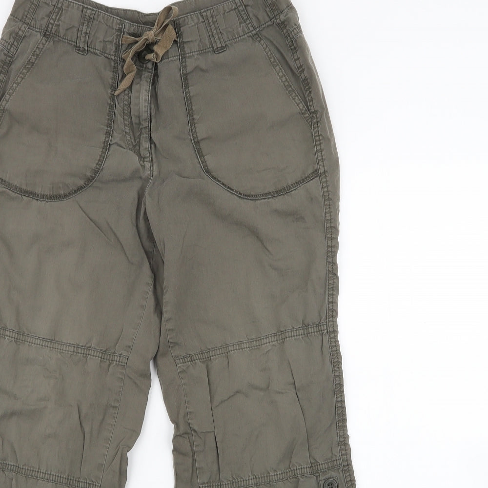 Marks and Spencer Womens Green  Cotton Cargo Trousers Size 10 L27 in Regular Zip