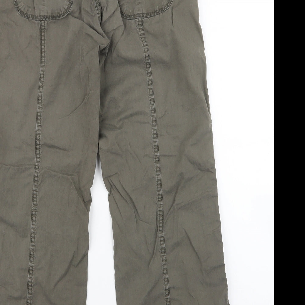 Marks and Spencer Womens Green  Cotton Cargo Trousers Size 10 L27 in Regular Zip