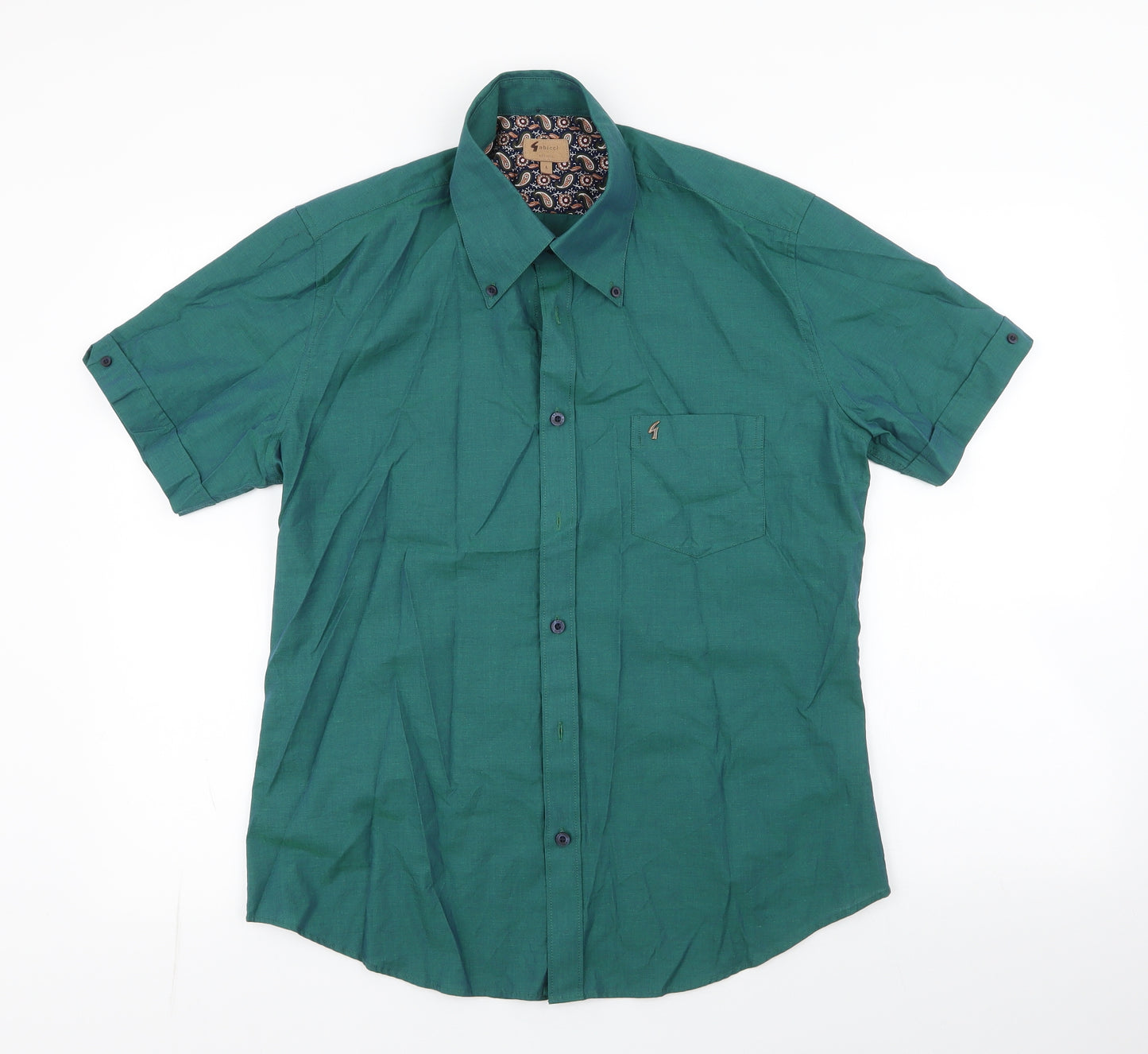 Gabicci Mens Green  Cotton  Button-Up Size L Collared Button