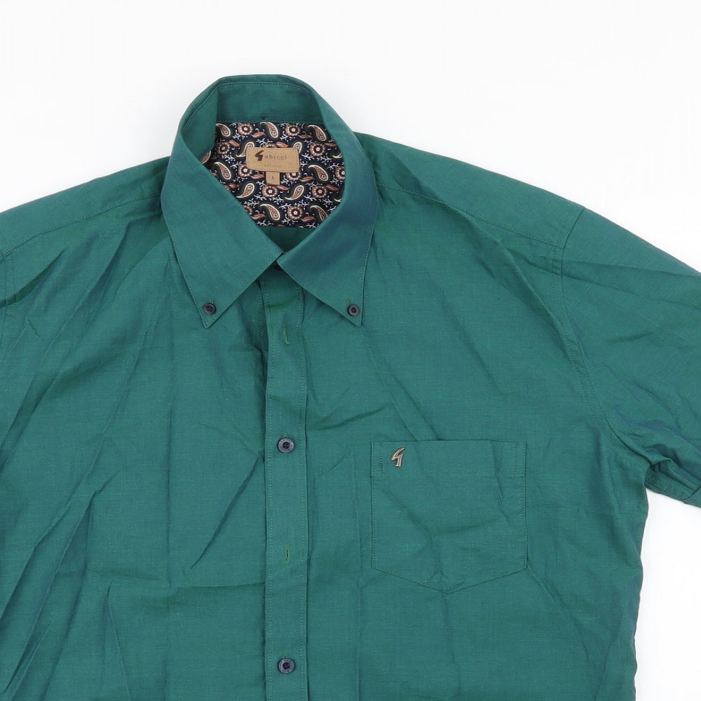 Gabicci Mens Green  Cotton  Button-Up Size L Collared Button