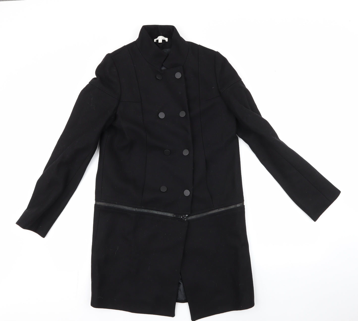Les Petites Womens Black   Overcoat Coat Size M  Button - removable zip