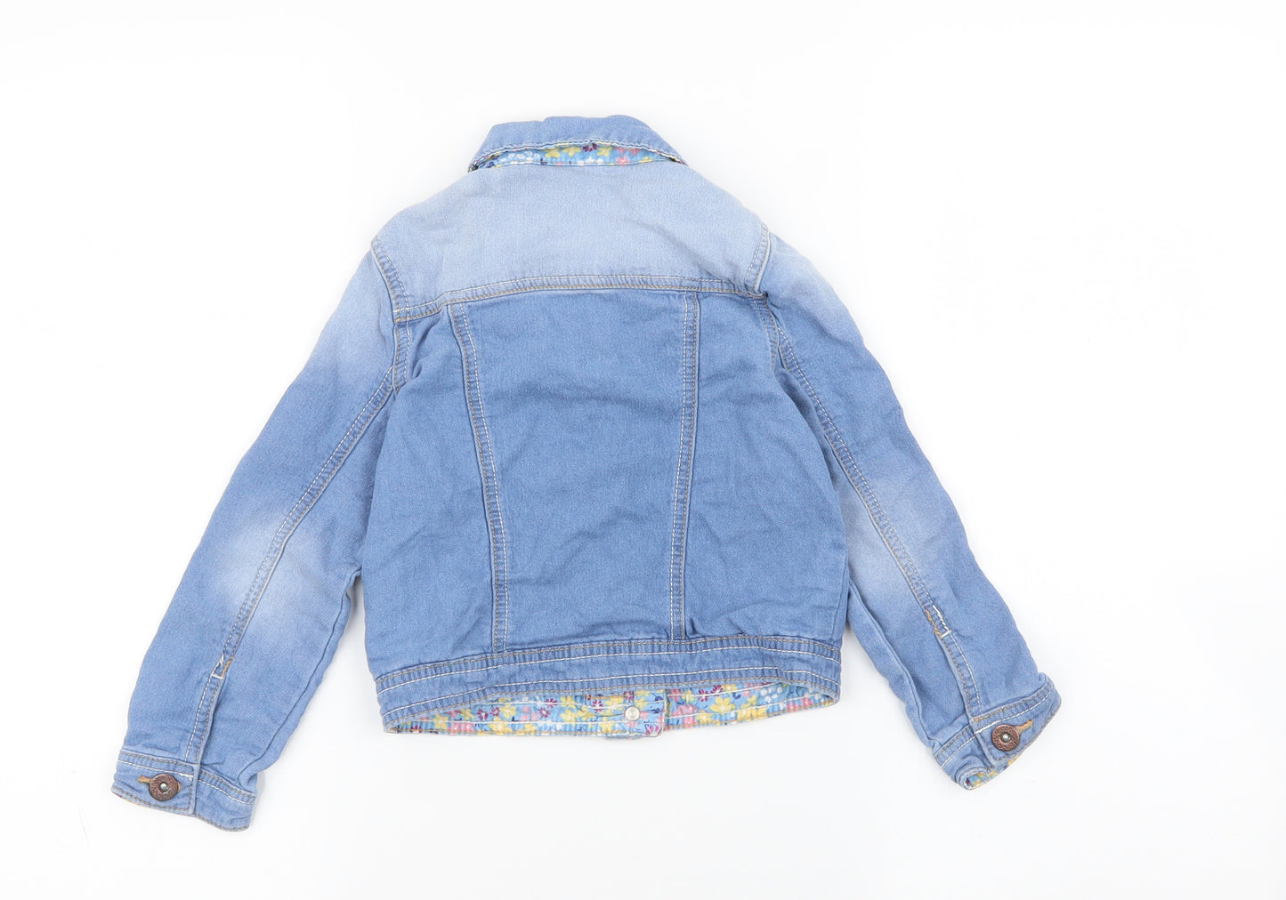 Nutmeg Girls Blue Floral  Jacket  Size 5-6 Years  Button - denim jacket