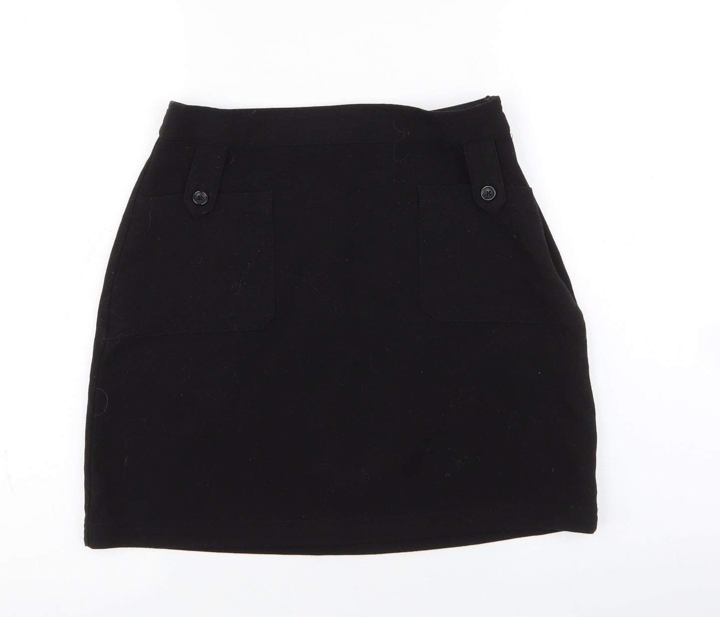 New Look Womens Black  Polyester Mini Skirt Size 8   Zip