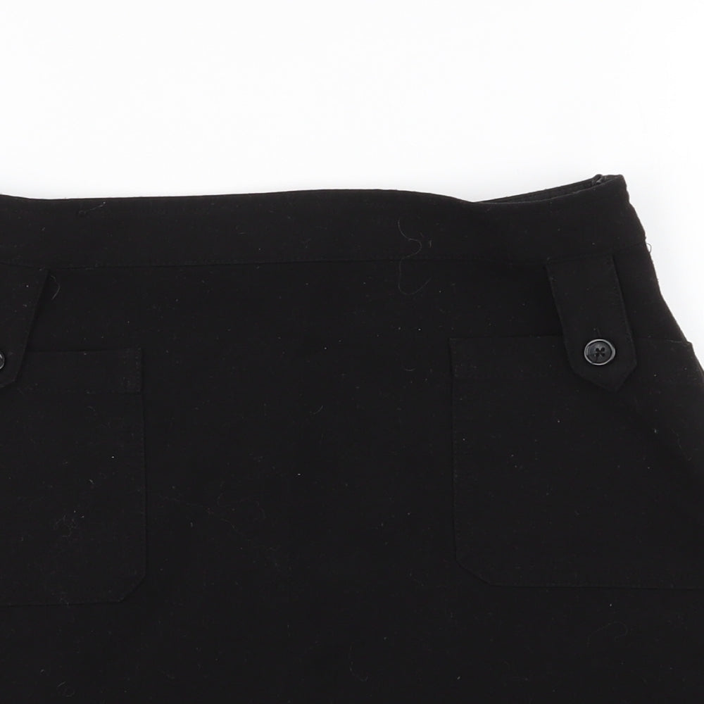 New Look Womens Black  Polyester Mini Skirt Size 8   Zip