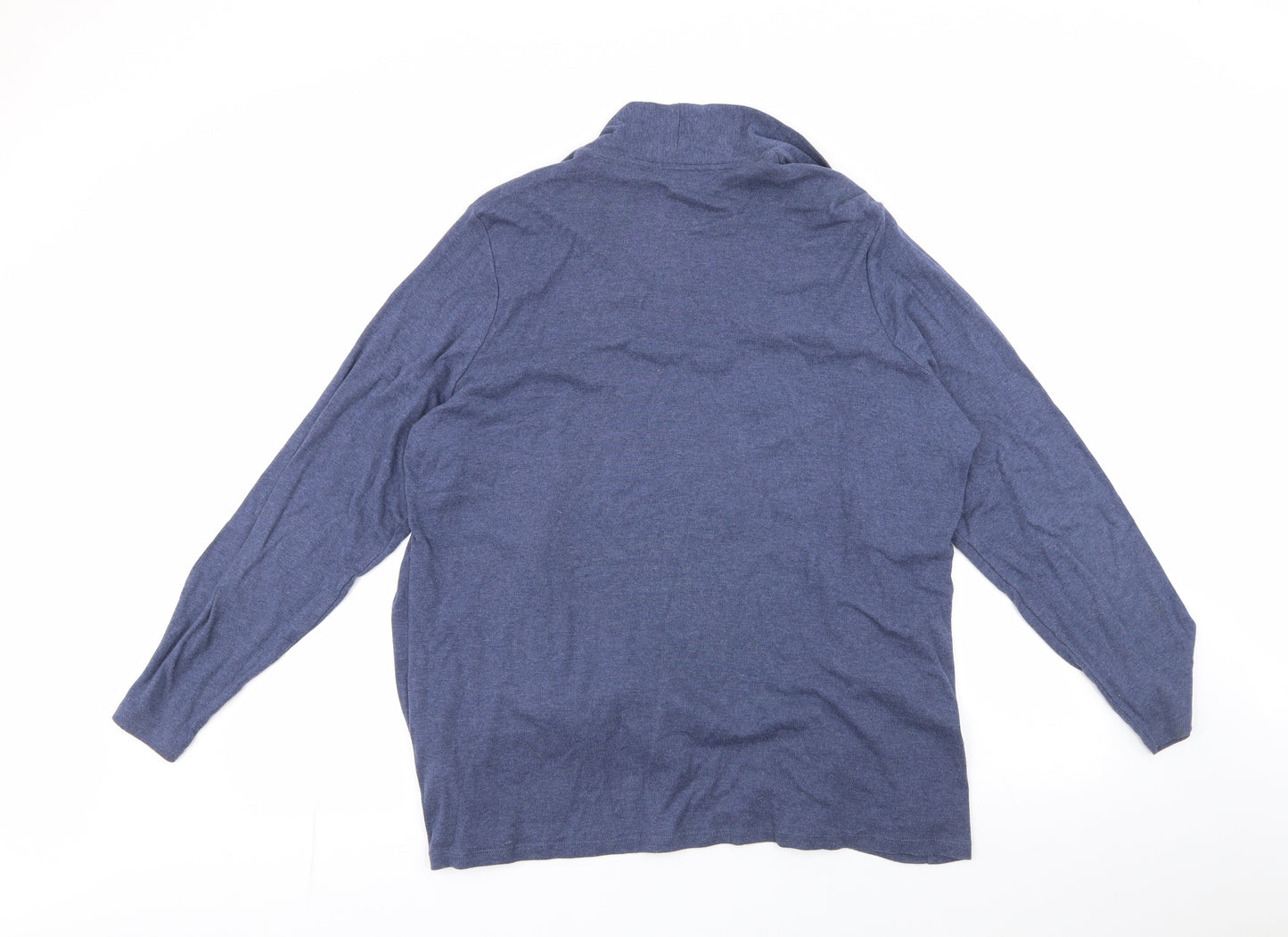 Marks and Spencer Womens Blue Round Neck Striped Cotton Cardigan Jumper Size 22   - built in t-shirt