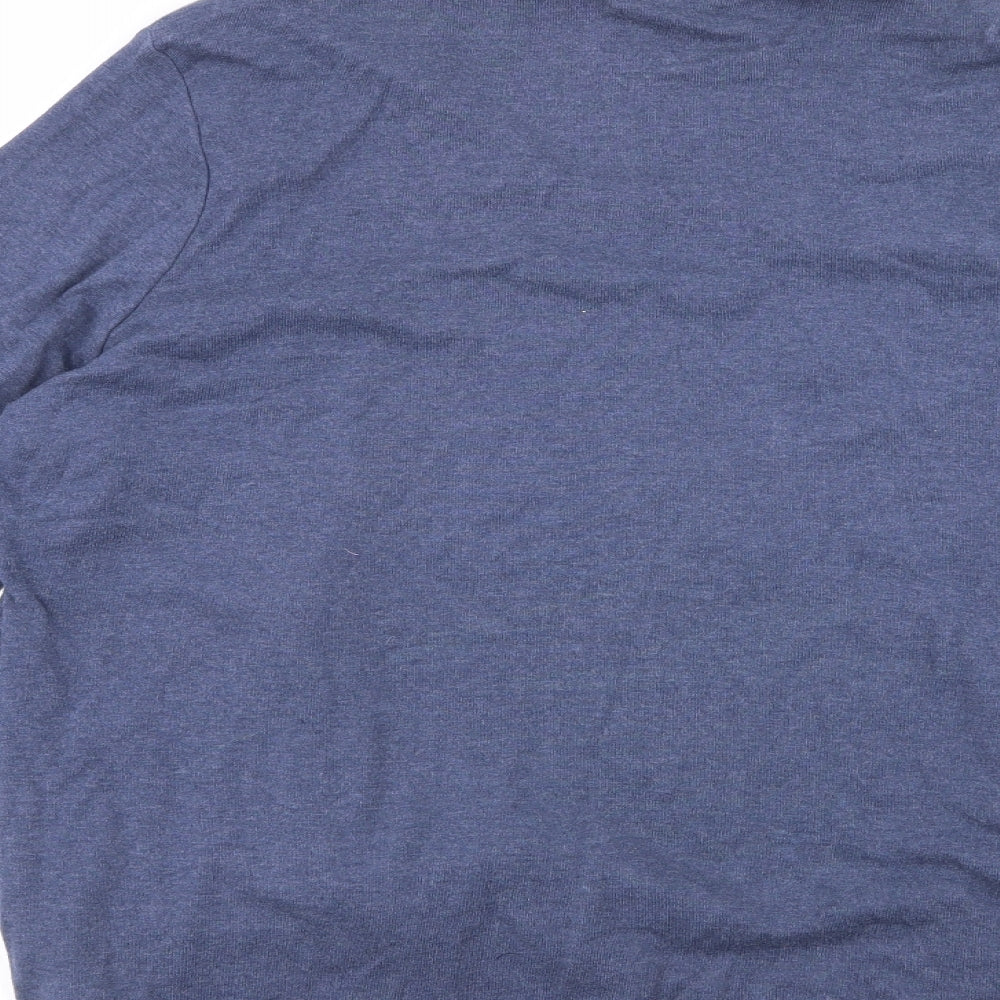 Marks and Spencer Womens Blue Round Neck Striped Cotton Cardigan Jumper Size 22   - built in t-shirt