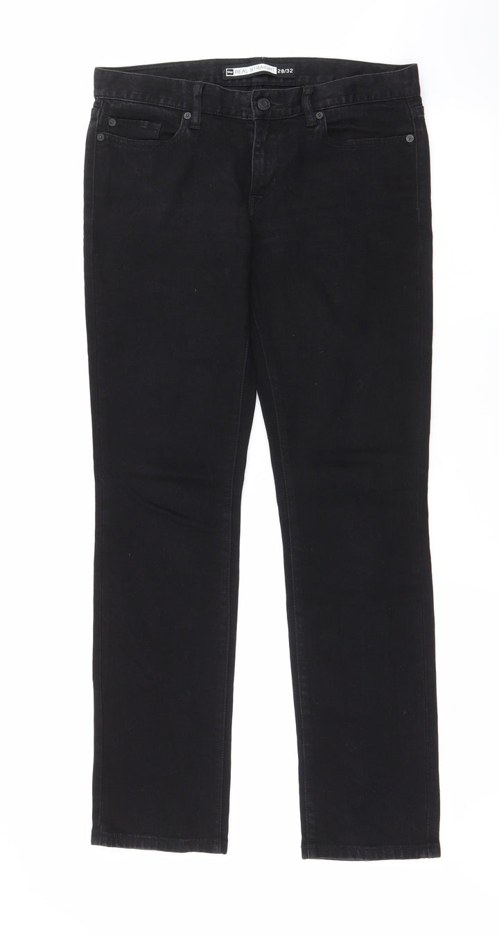 Gap Mens Black Cotton Straight Jeans Size 28 in L32 in Regular Zip