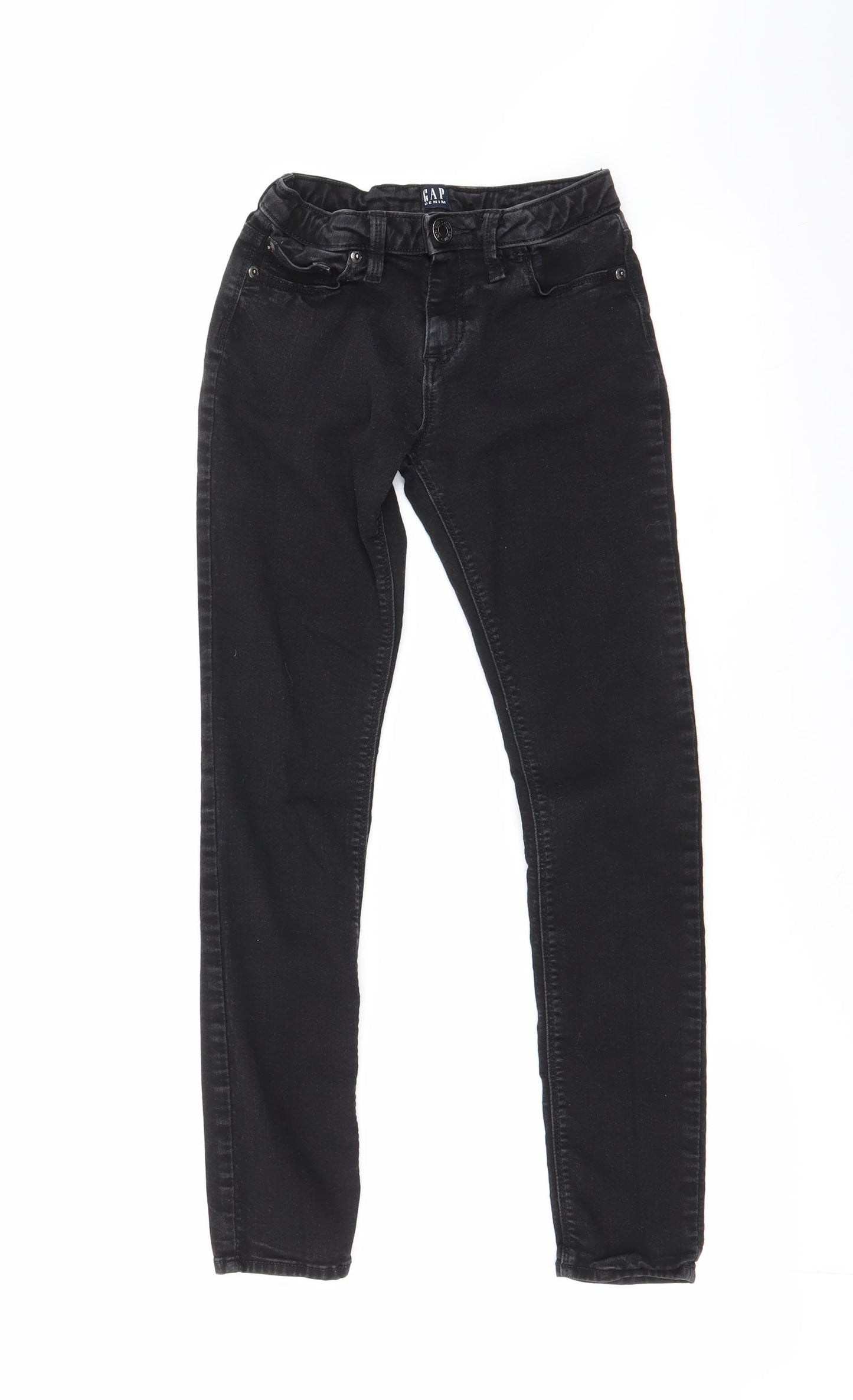 Gap Boys Black  Cotton Skinny Jeans Size 12 Years  Slim Zip