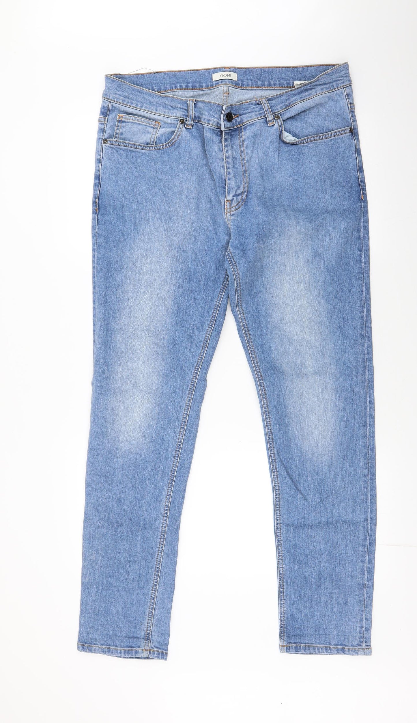 Kiomi Mens Blue  Polyester Skinny Jeans Size 36 in L32 in Regular Zip