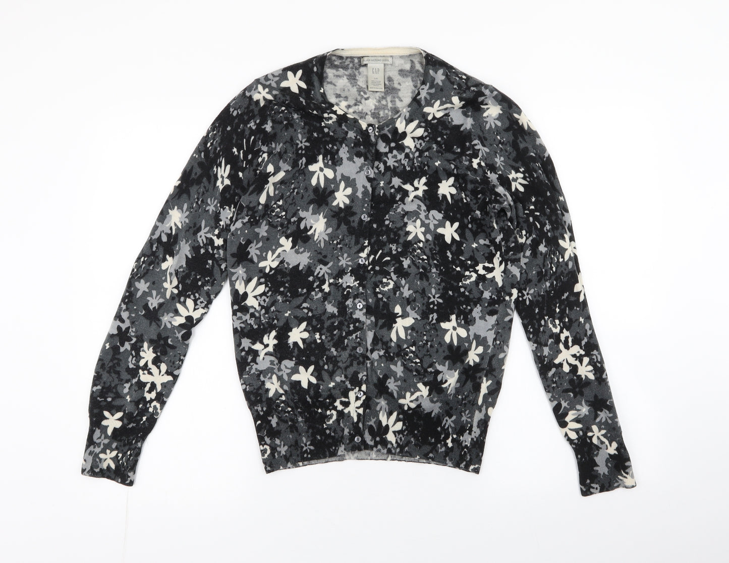 Gap Womens Multicoloured Round Neck Floral Wool Cardigan Jumper Size L