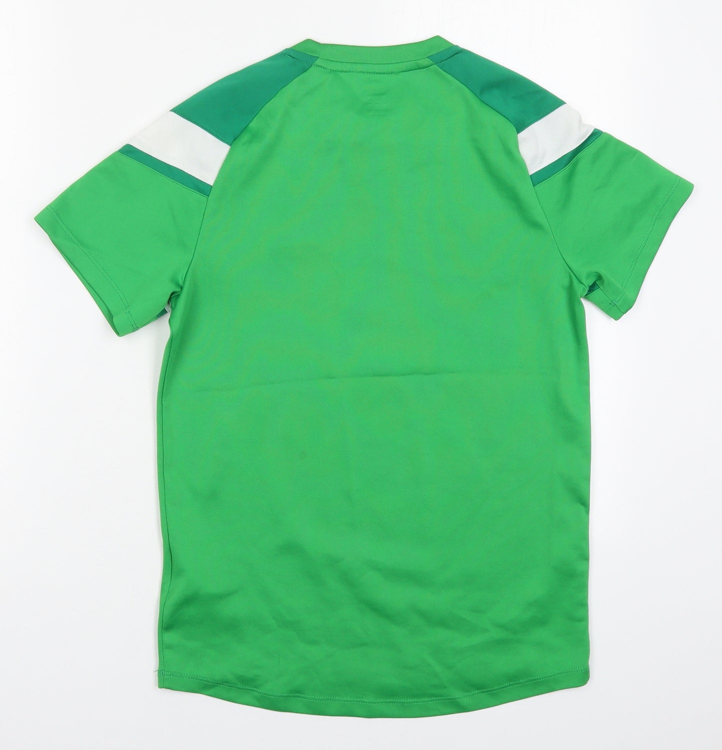 Umbro Boys Green  Polyester Basic T-Shirt Size 12 Years Crew Neck Pullover - Glentorian FC