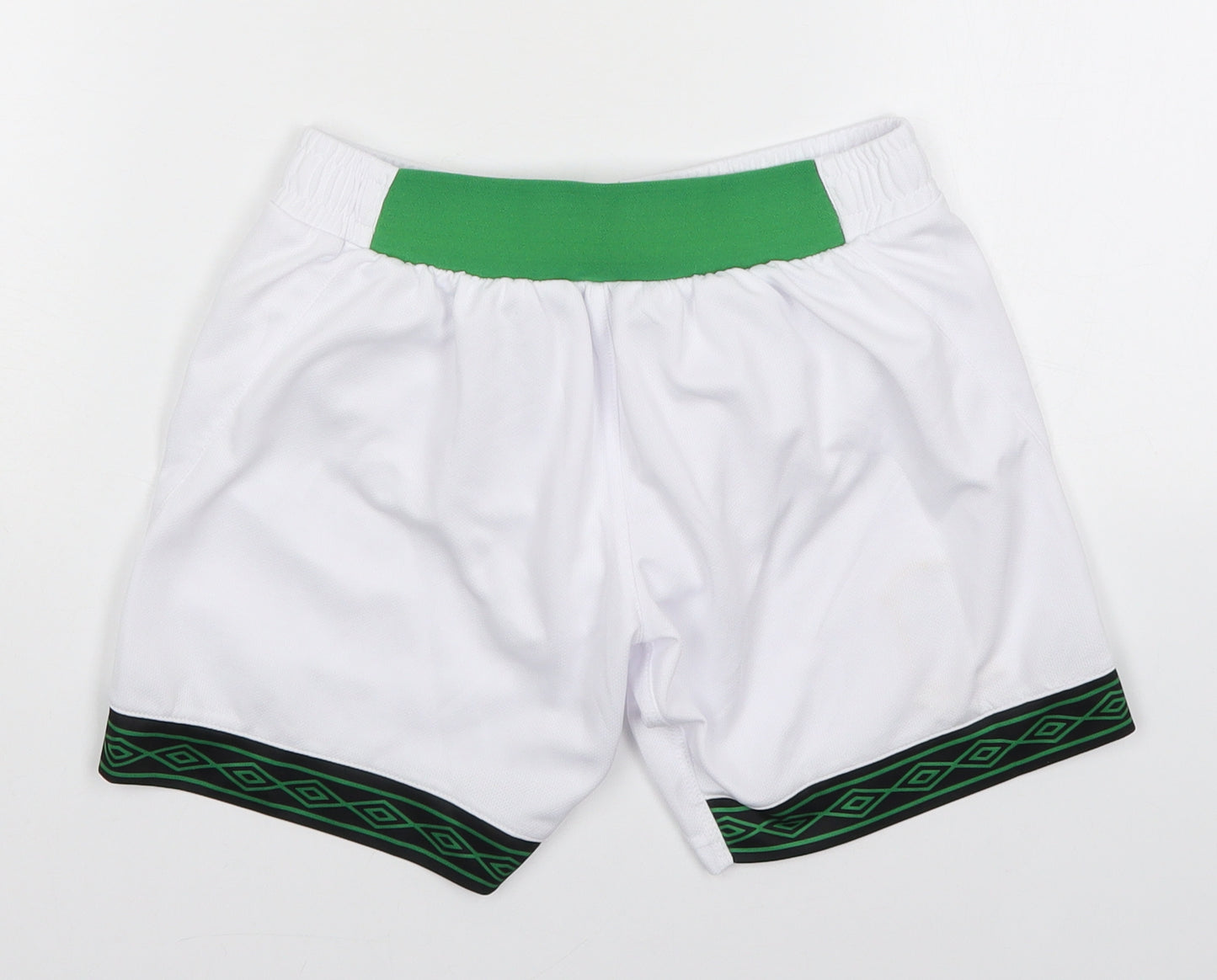 Umbro Boys White  Polyester Sweat Shorts Size 11 Years  Regular Drawstring - Glentorian FC