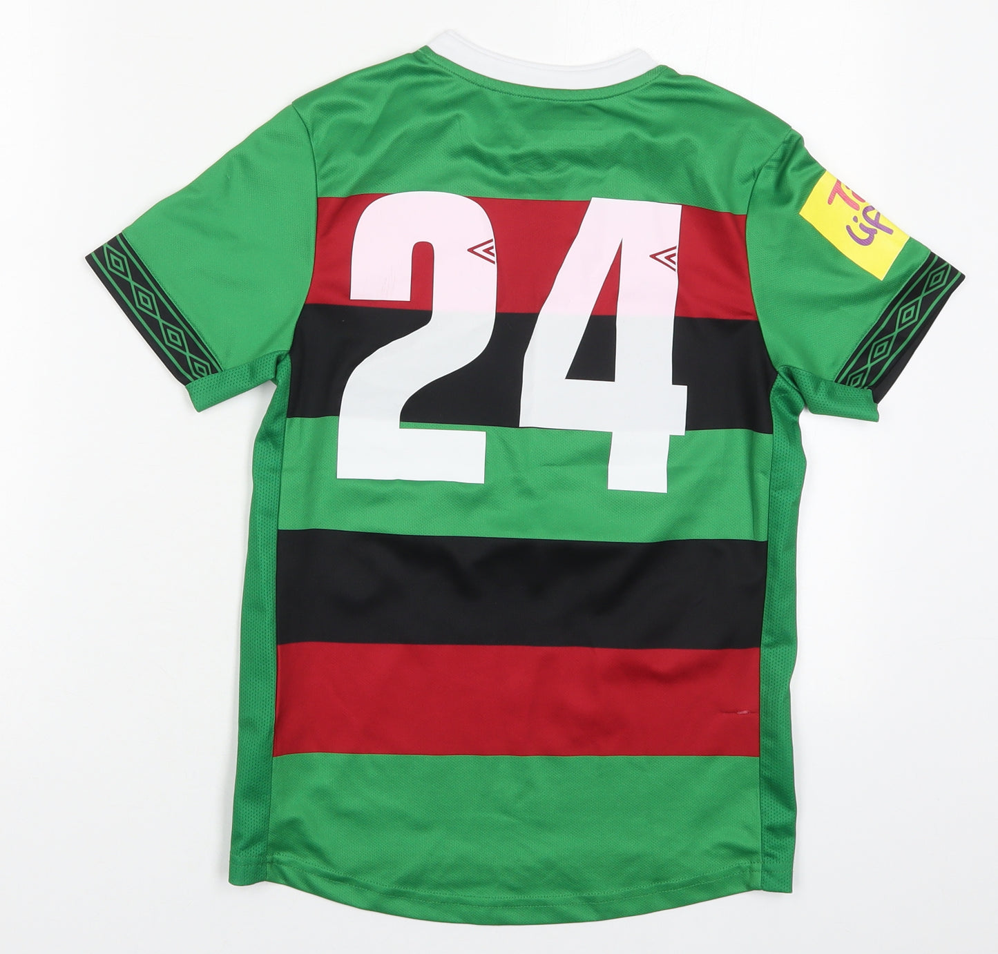 Umbro Boys Multicoloured Striped Polyester Basic T-Shirt Size 11 Years Round Neck Pullover - Glentorian FC