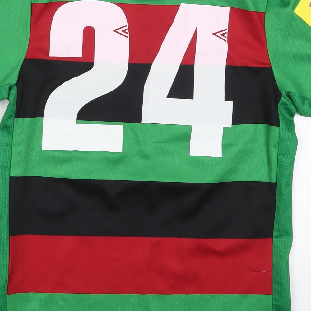 Umbro Boys Multicoloured Striped Polyester Basic T-Shirt Size 11 Years Round Neck Pullover - Glentorian FC