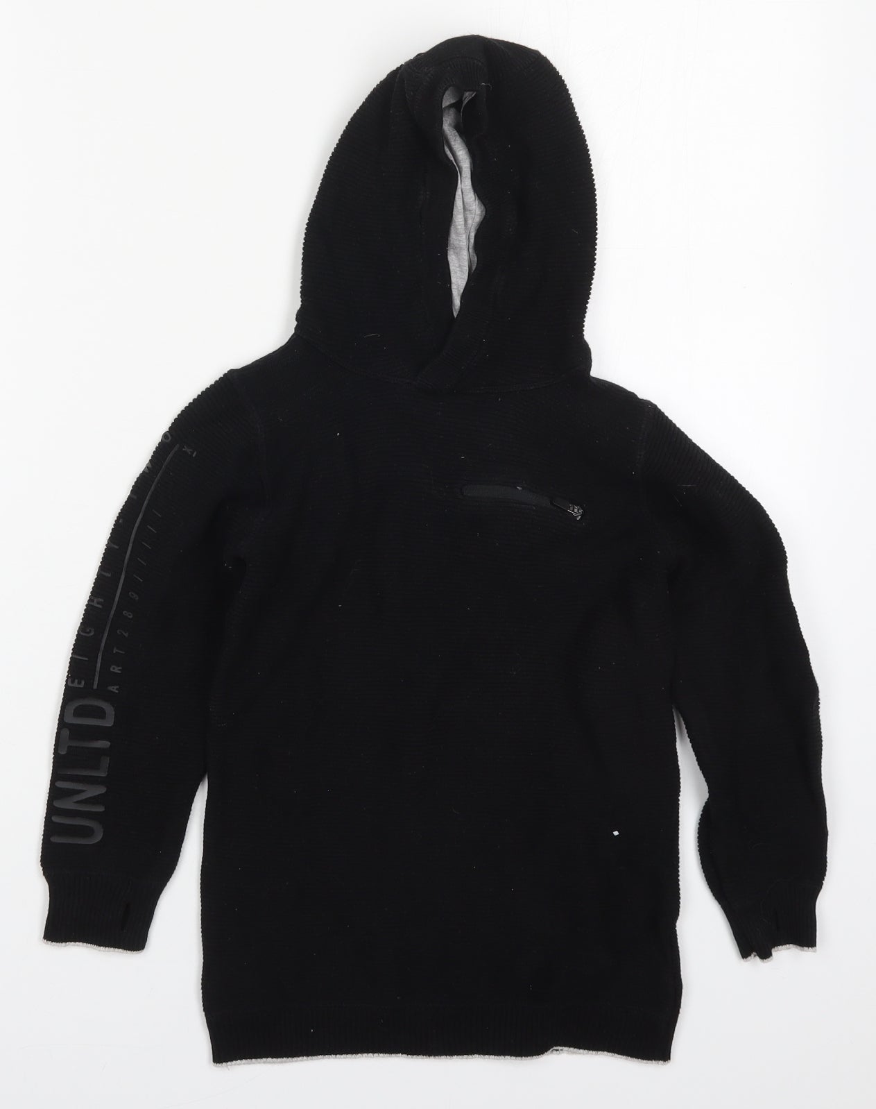 NEXT Boys Black  Cotton Pullover Hoodie Size 7 Years  Pullover