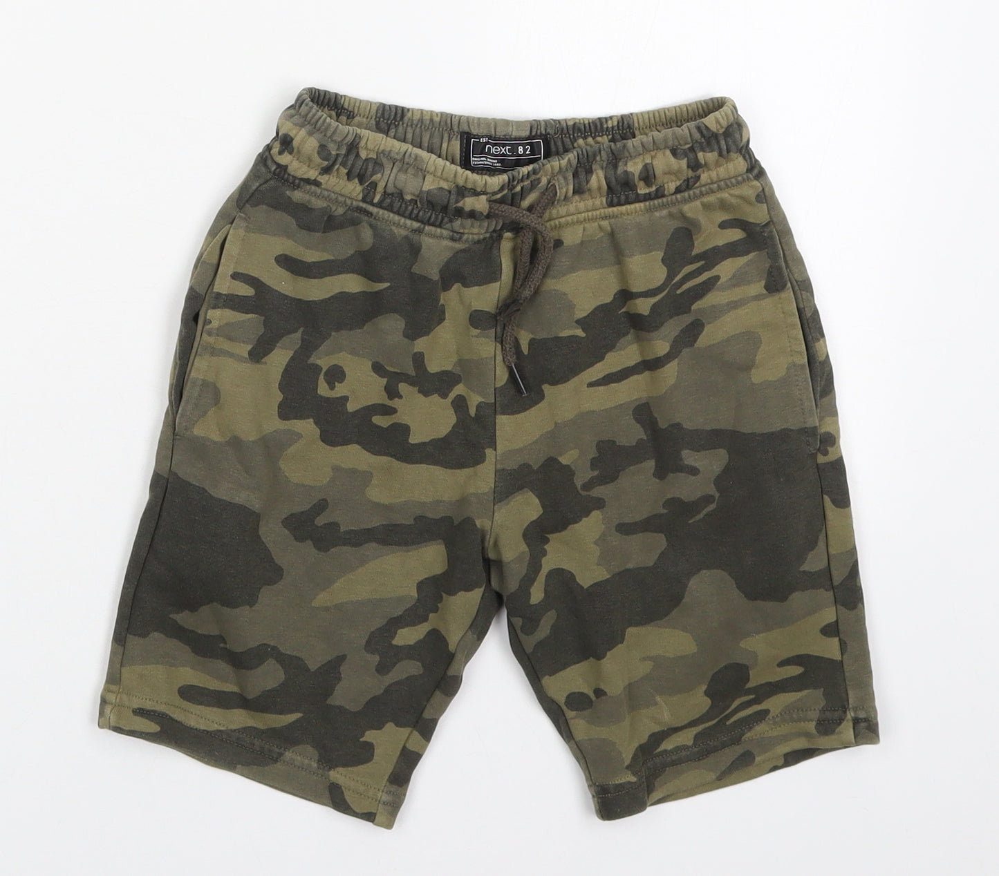 NEXT Boys Green Camouflage Cotton Sweat Shorts Size 7 Years  Regular Drawstring