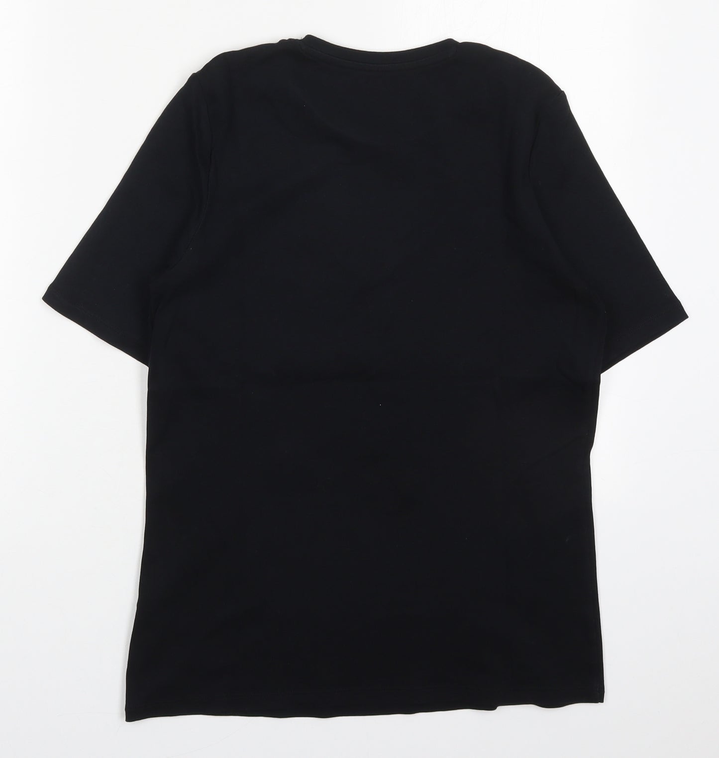Marks and Spencer Womens Black  Cotton Basic T-Shirt Size 14 Round Neck