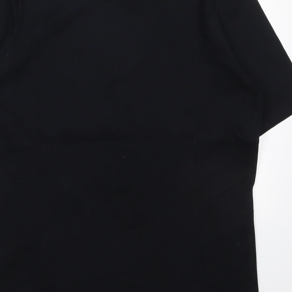 Marks and Spencer Womens Black  Cotton Basic T-Shirt Size 14 Round Neck