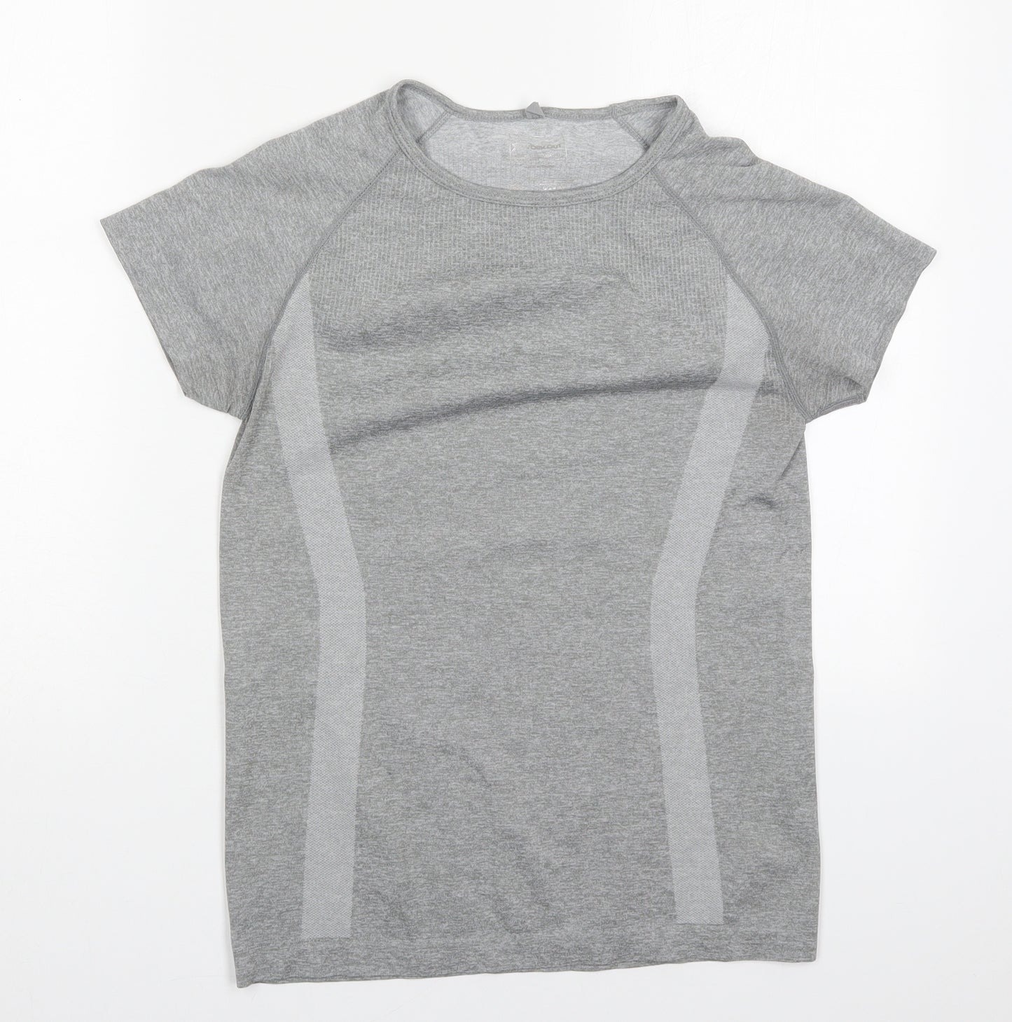 Primark Womens Grey  Nylon Basic T-Shirt Size 14 Round Neck Pullover