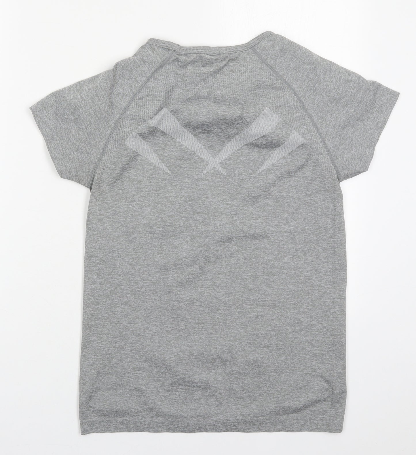 Primark Womens Grey  Nylon Basic T-Shirt Size 14 Round Neck Pullover