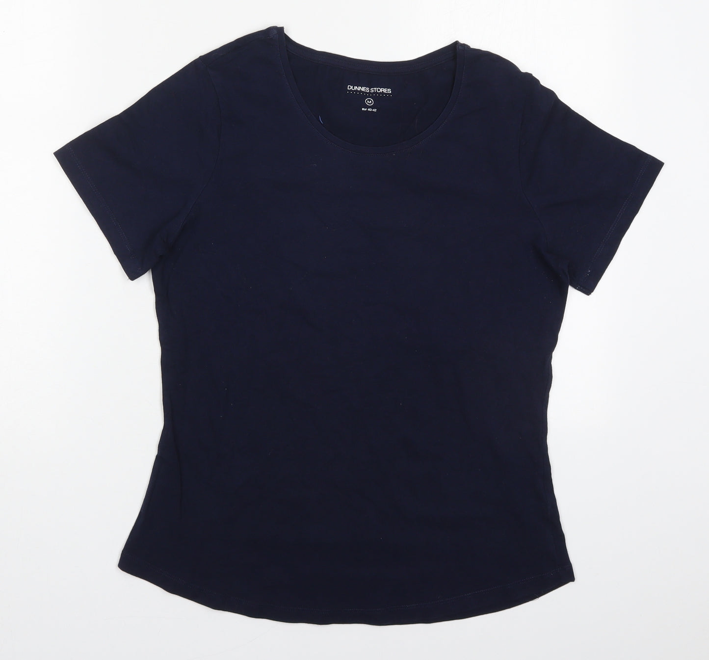 Dunnes Womens Blue  Cotton Basic T-Shirt Size M Round Neck