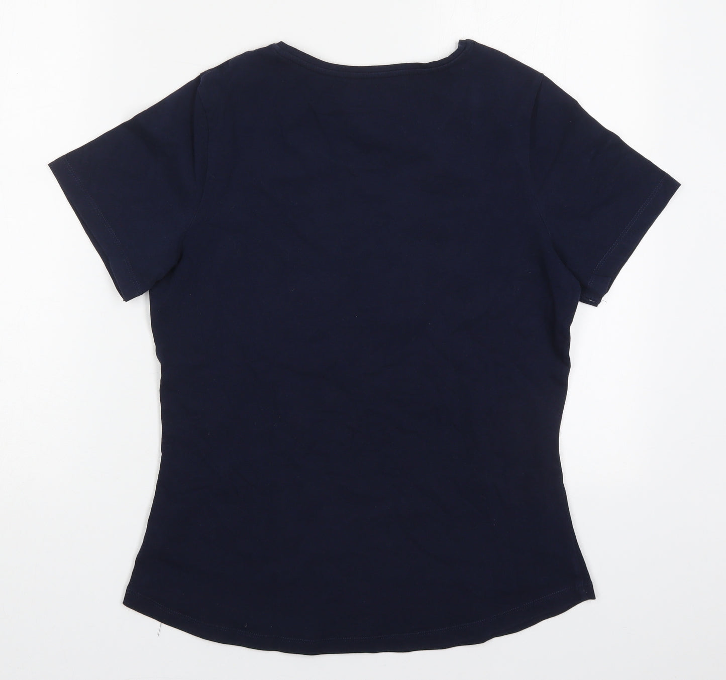 Dunnes Womens Blue  Cotton Basic T-Shirt Size M Round Neck