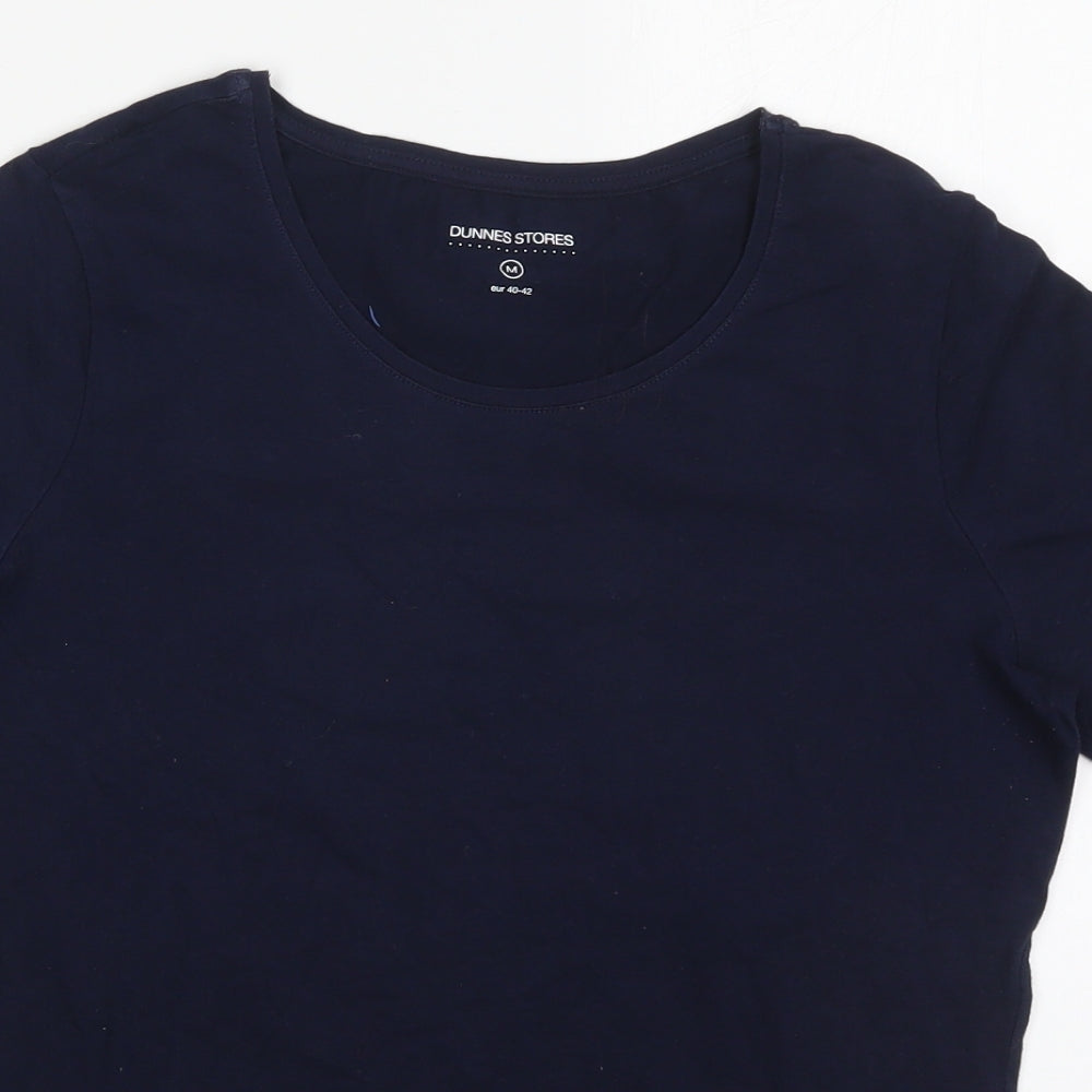 Dunnes Womens Blue  Cotton Basic T-Shirt Size M Round Neck