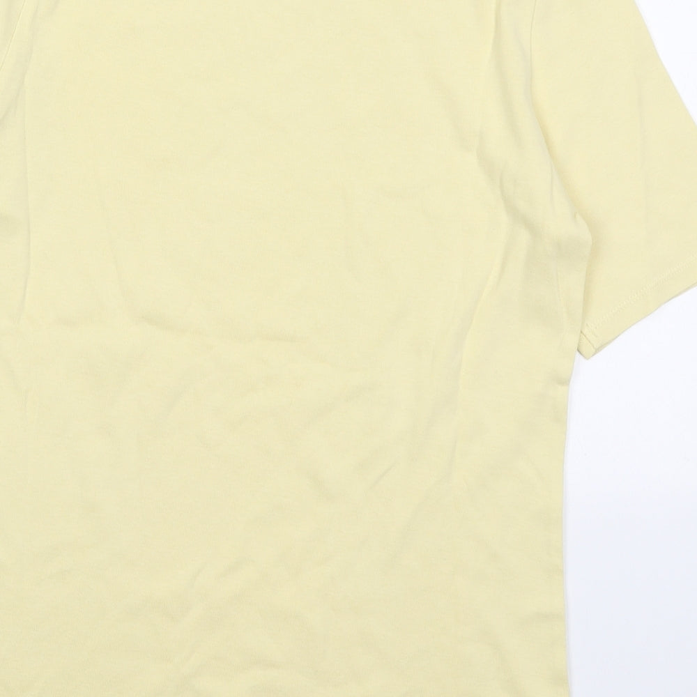 Marks and Spencer Womens Yellow  Cotton Basic T-Shirt Size 14 Round Neck